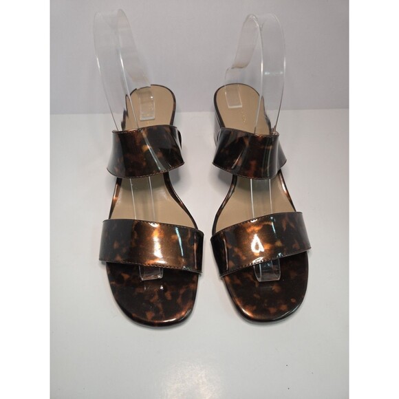 And taylor block heel strappy slip on sandals tortoise shell finish sz 9.5 - Picture 2 of 7